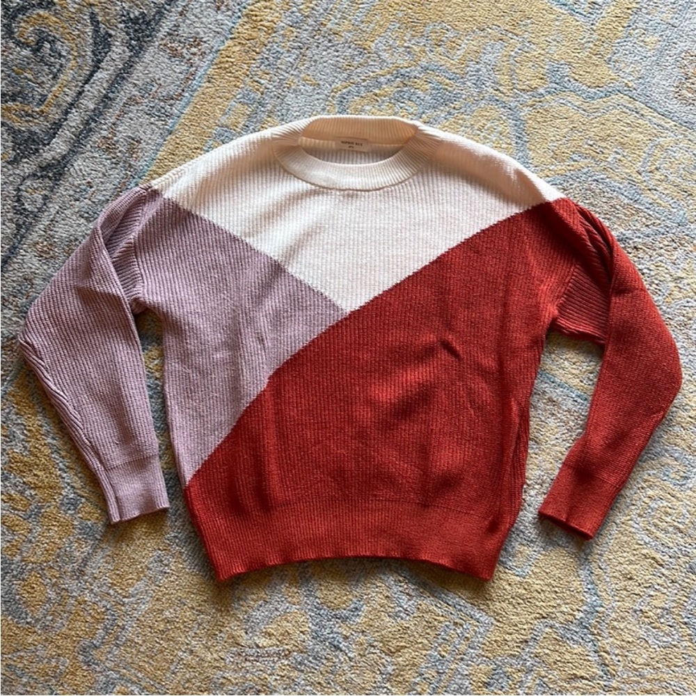 Colorblock Sweater - Rued, Pink, and Cream - Picture 2 of 4